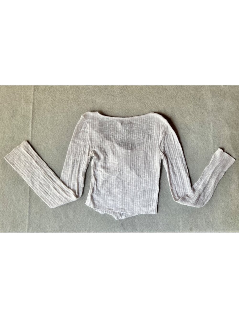 Wild Fable Womens  top XS White Ribbed Knit Cropped Top Long Bell Sleeves Boho - Picture 3 of 6